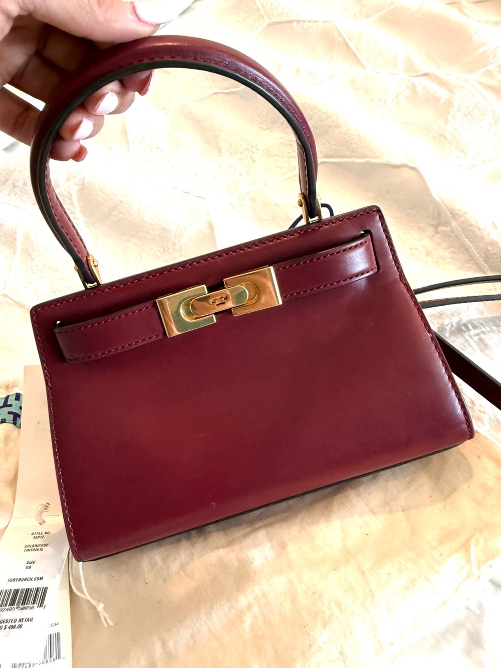 Tory Burch Wine Burgundy LEE RADZIWILL petite bag